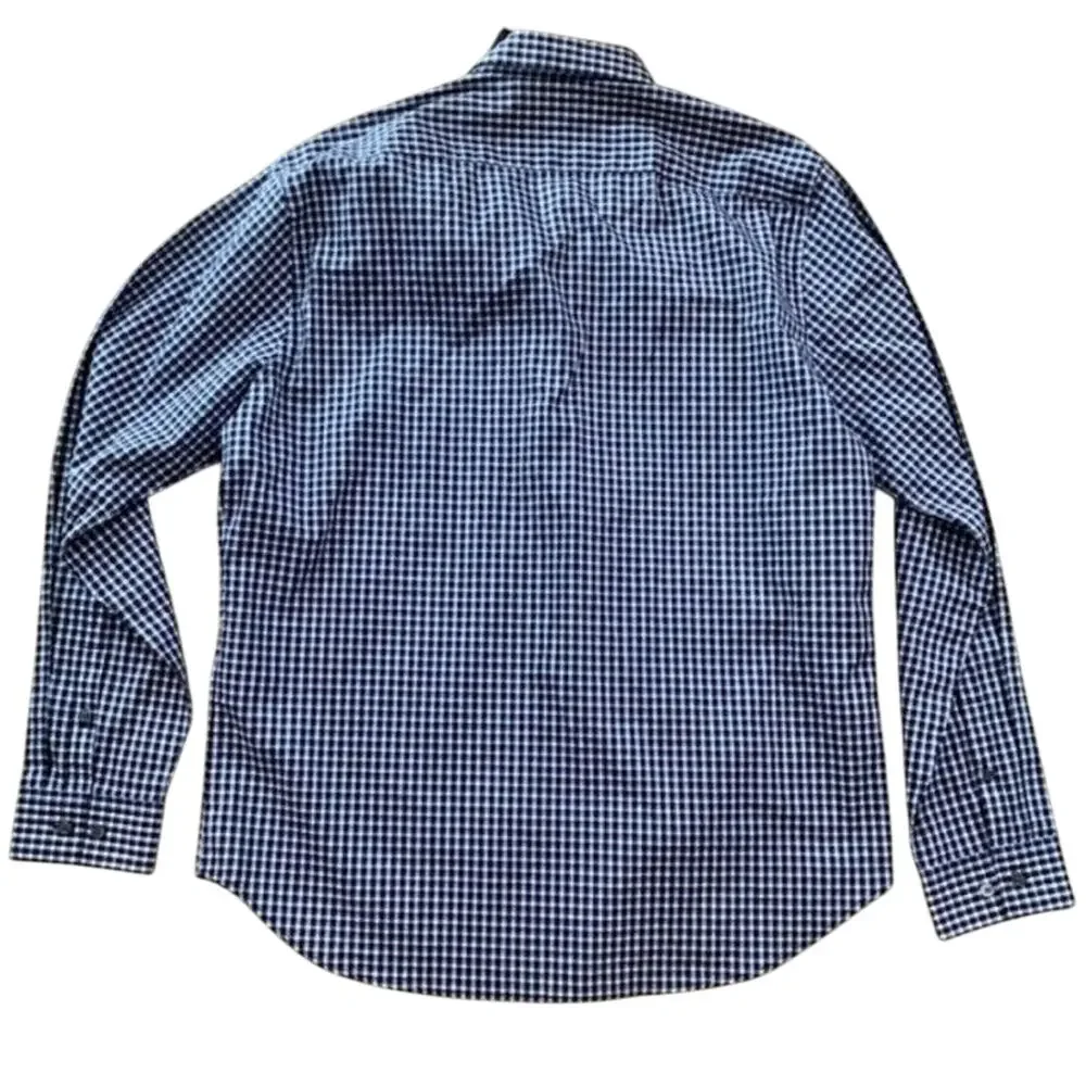 Theory Zach PS‎ Delridge Button Cotton Shirt XL Long Sleeve Blue Black Plaid New